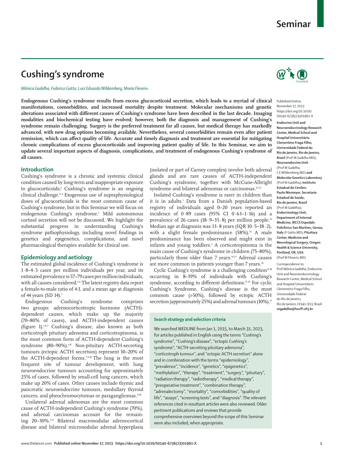 غلاف تقرير Cushing's syndrome