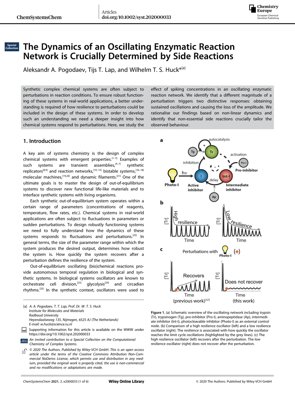 غلاف تقرير The Dynamics of an Oscillating Enzymatic Reaction Network is Crucially Determined by Side Reactions