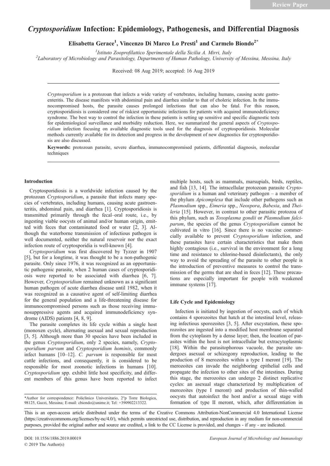 غلاف تقرير Cryptosporidium Infection: Epidemiology, Pathogenesis, and Differential Diagnosis