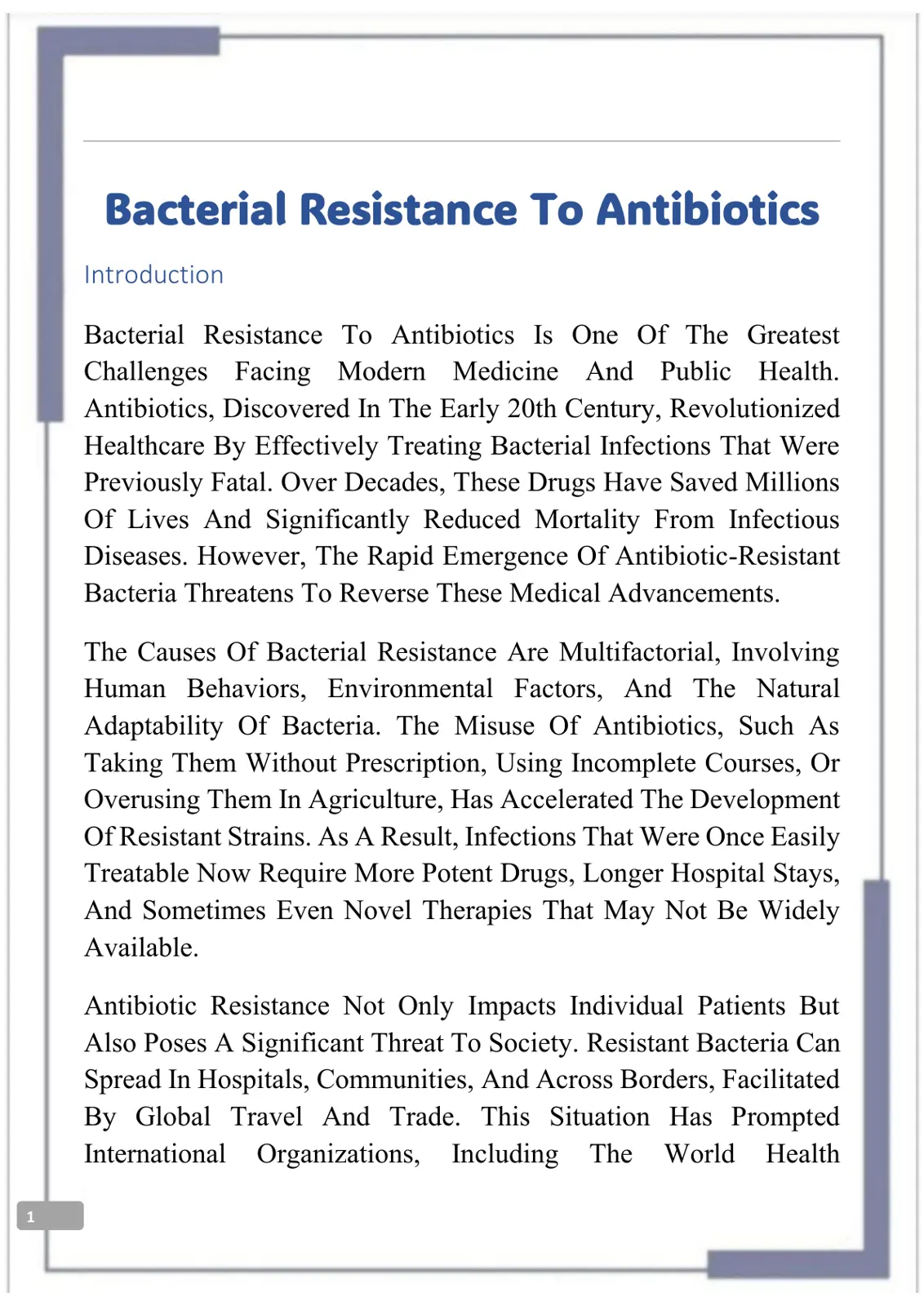 غلاف تقرير Bacterial Resistance To Antibiotics