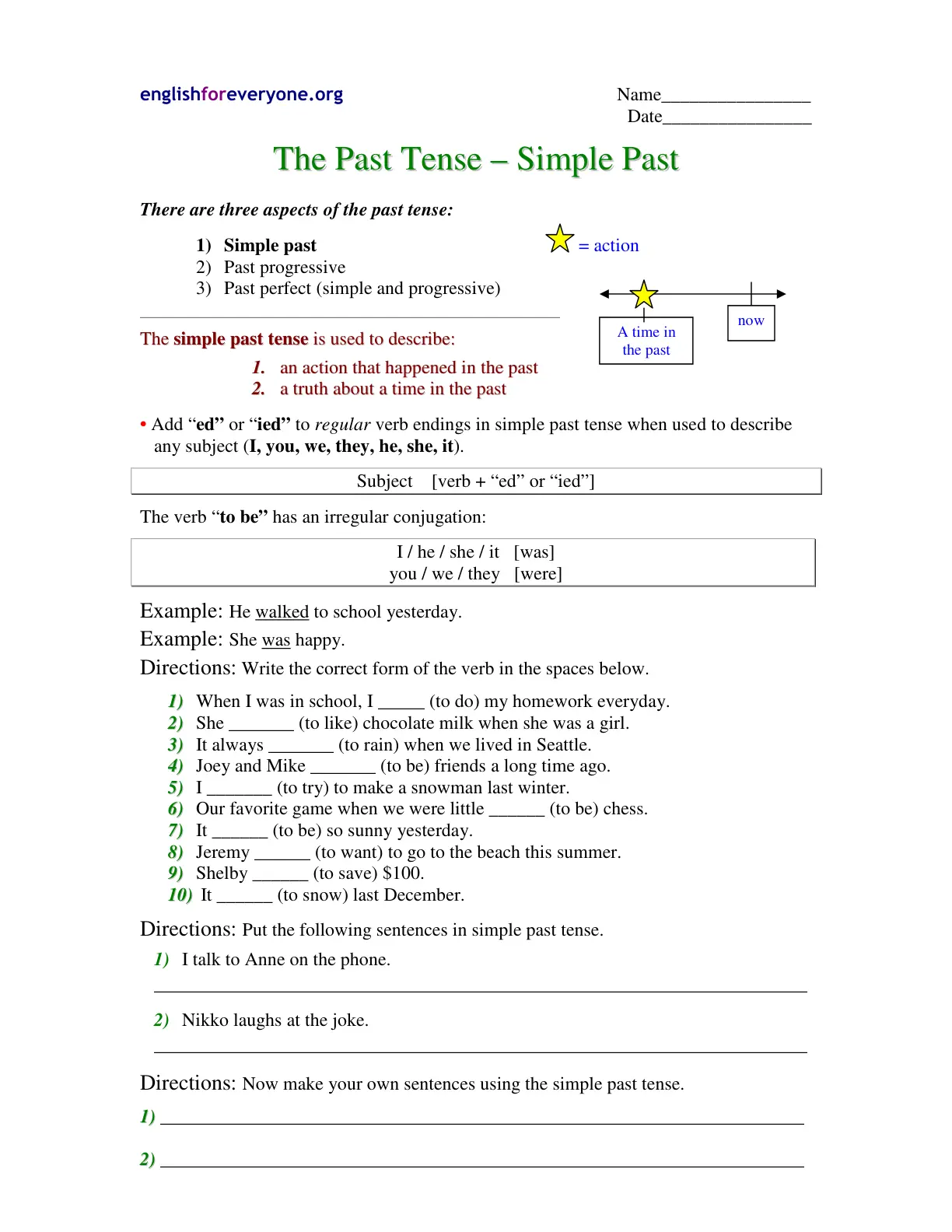 غلاف تقرير The Past Tense - Simple Past