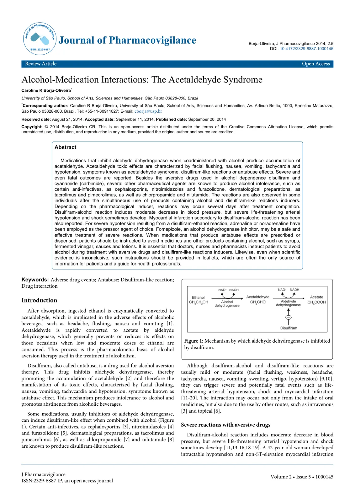 غلاف تقرير Alcohol-Medication Interactions: The Acetaldehyde Syndrome