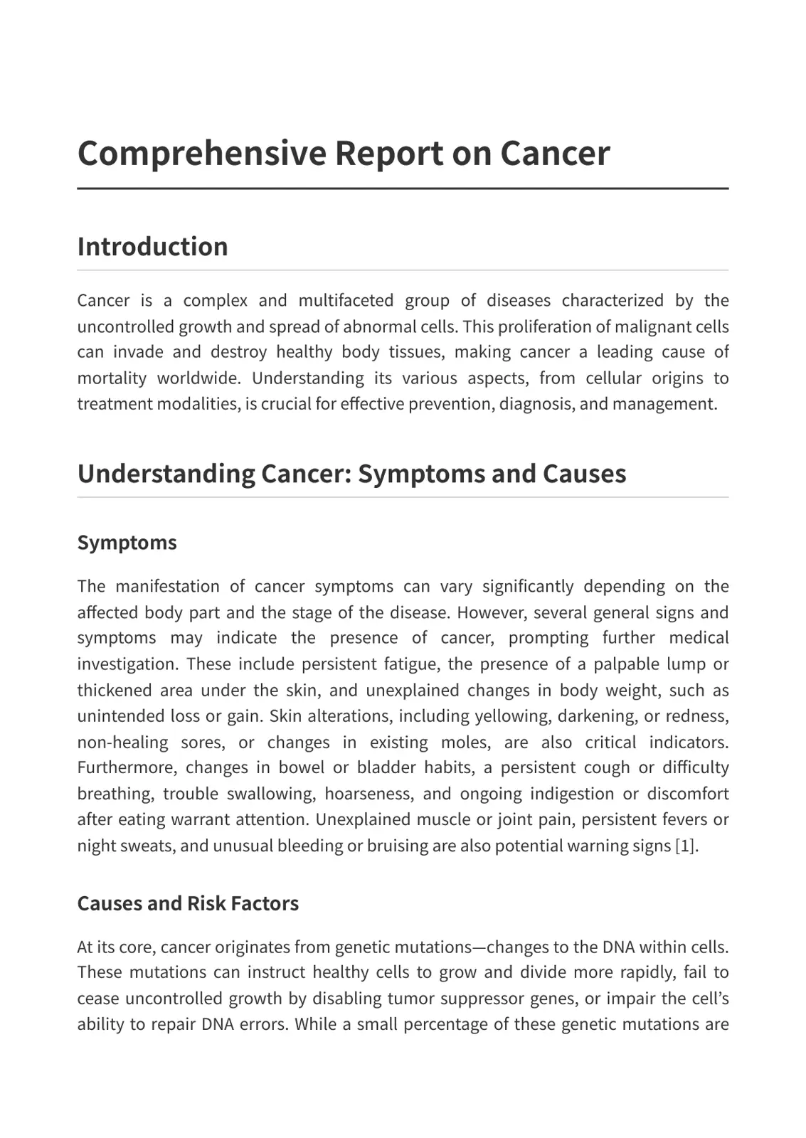 غلاف تقرير Comprehensive Report on Cancer