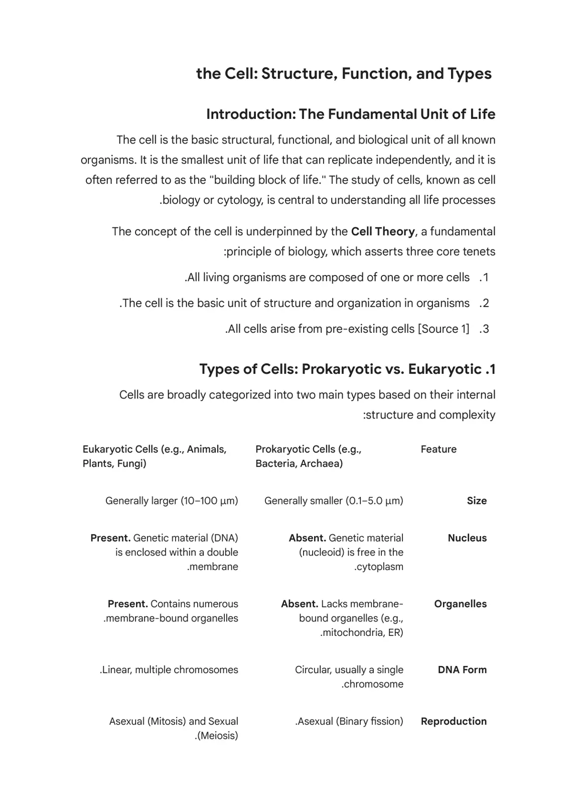 غلاف تقرير the Cell: Structure, Function, and Types