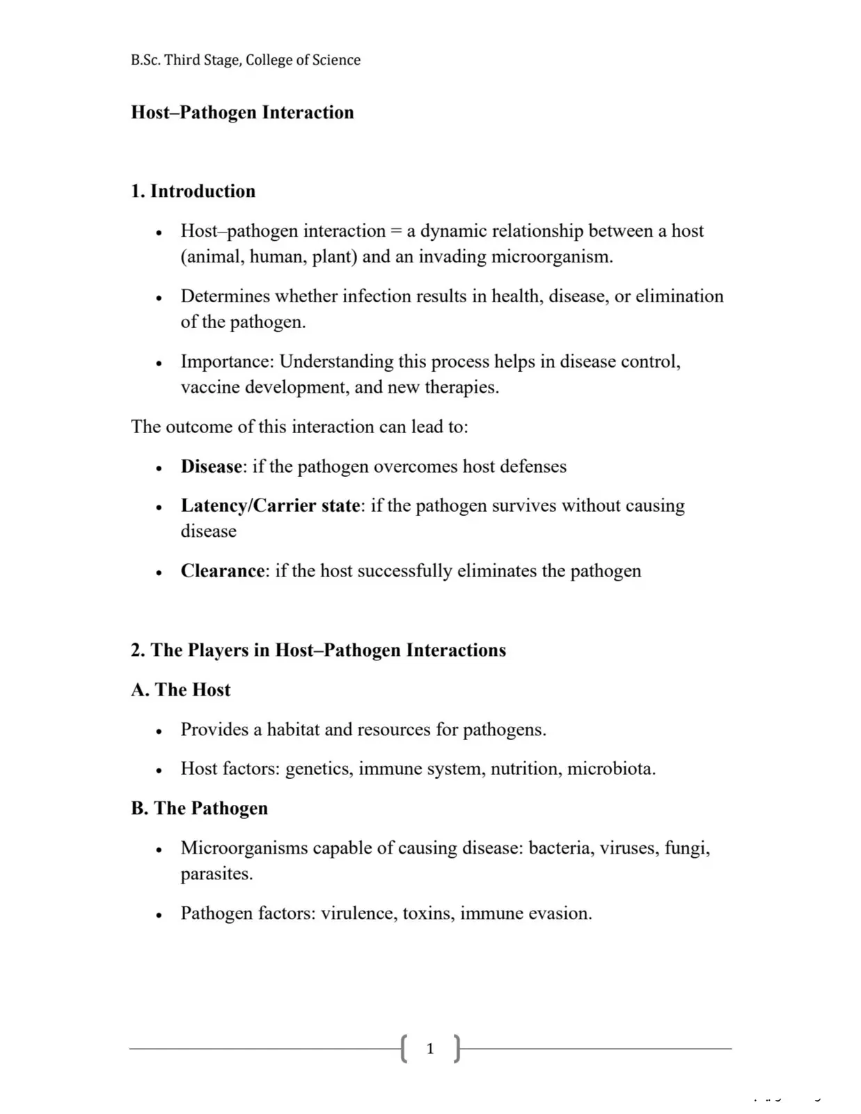غلاف تقرير Host-Pathogen Interaction