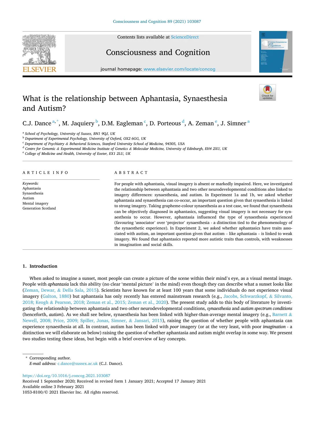 غلاف تقرير What is the relationship between Aphantasia, Synaesthesia and Autism?