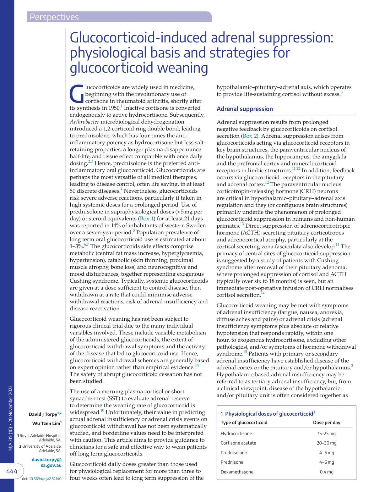 غلاف تقرير Glucocorticoid-induced adrenal suppression: physiological basis and strategies for glucocorticoid weaning