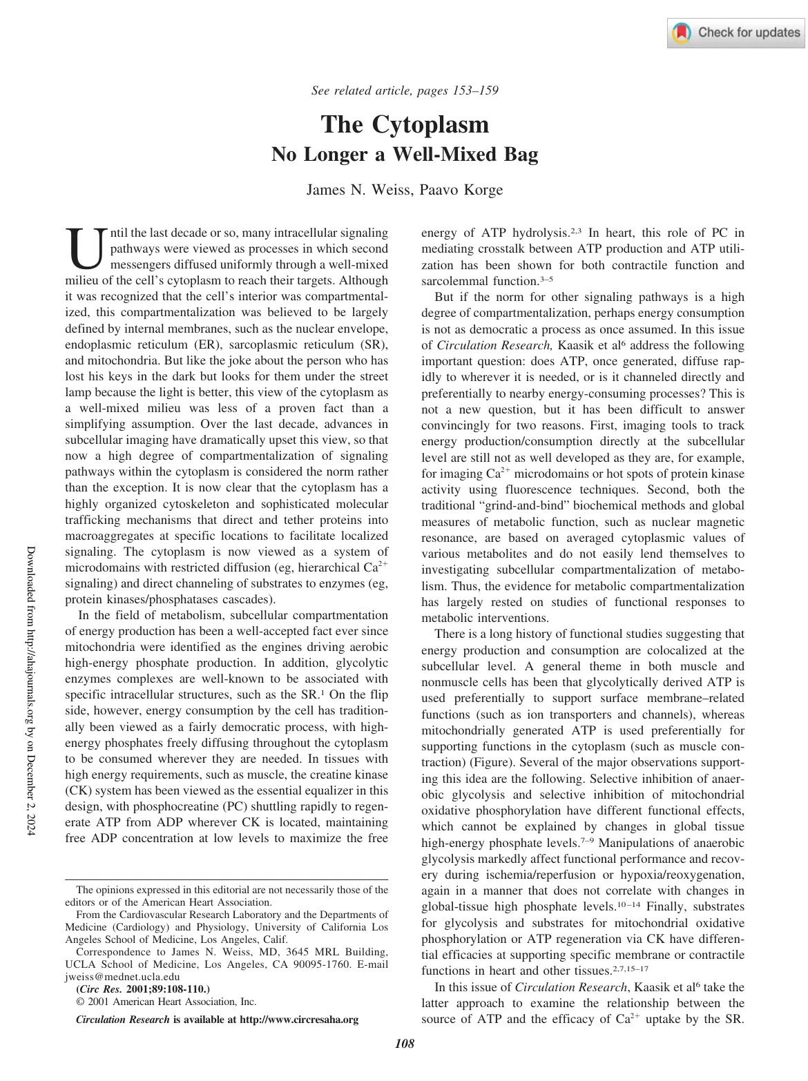 غلاف تقرير The Cytoplasm No Longer a Well-Mixed Bag