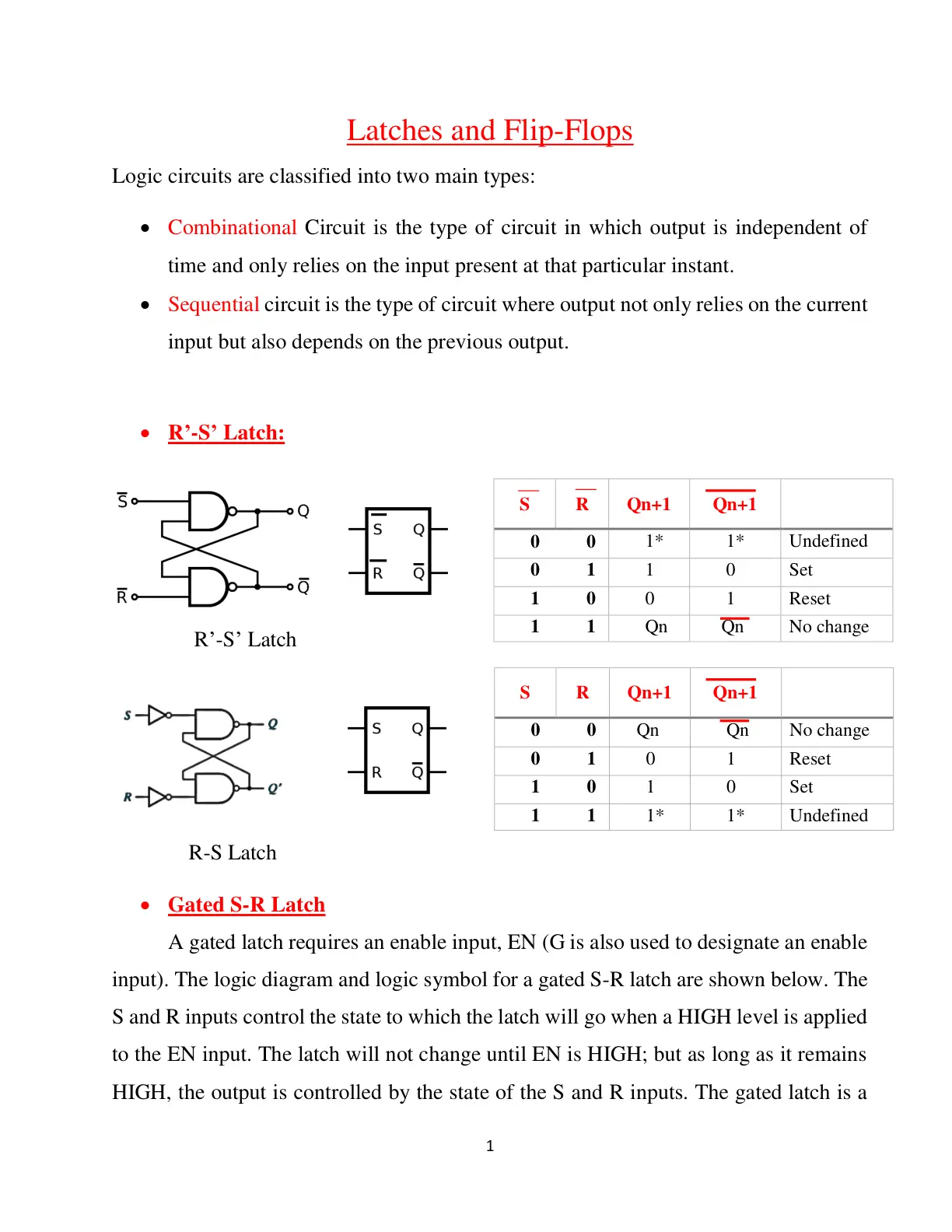 غلاف تقرير Latches and Flip-Flops