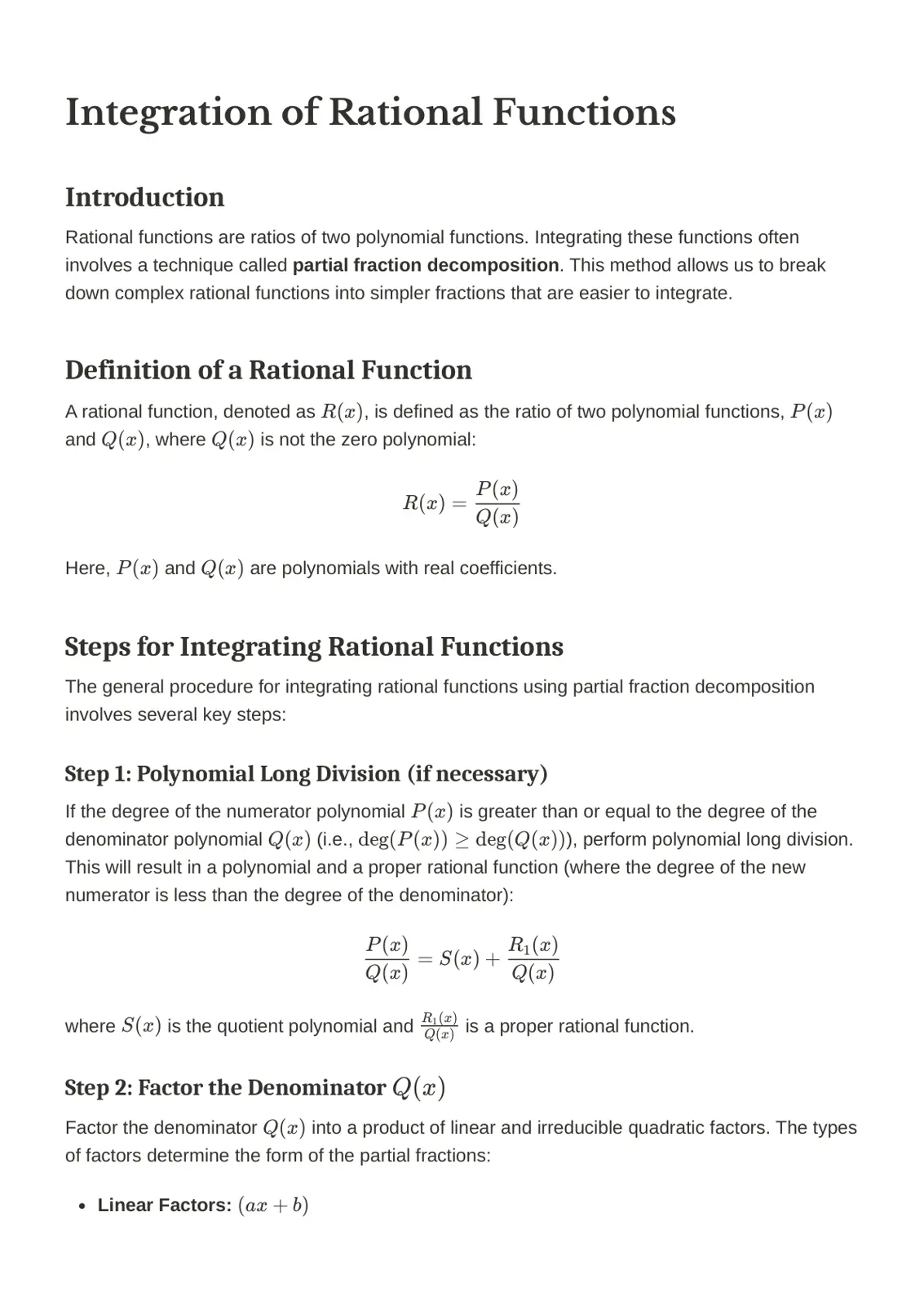 غلاف تقرير Integration of Rational Functions
