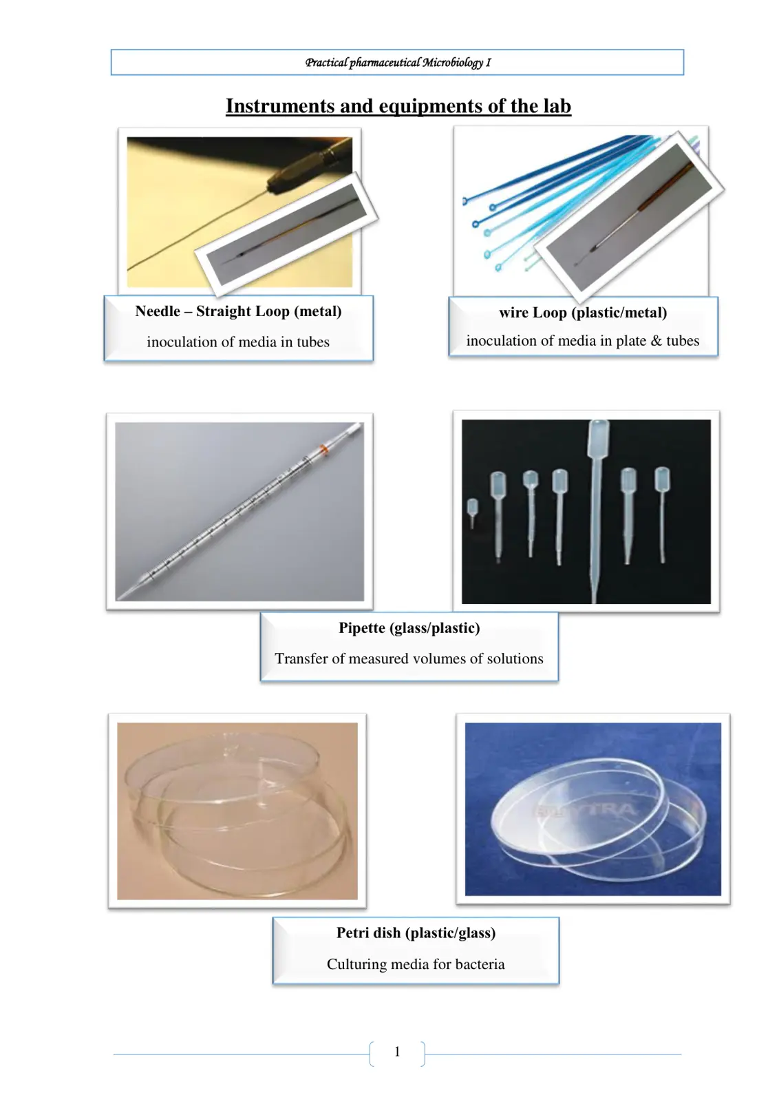 غلاف تقرير Practical Pharmaceutical Microbiology I – Instruments and Equipment of the Lab