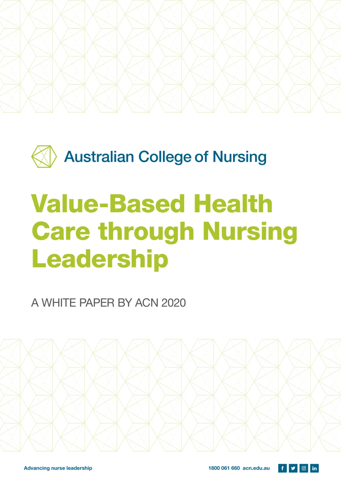 غلاف تقرير Value-Based Health Care through Nursing Leadership