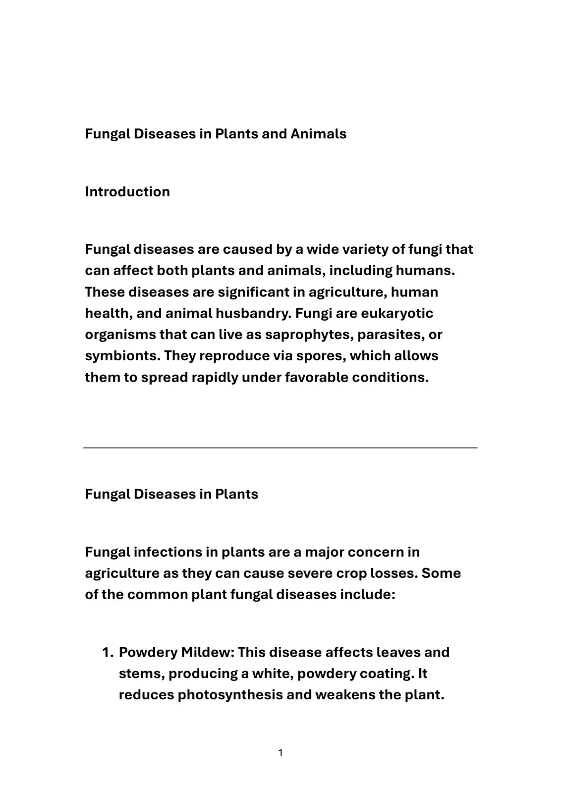 غلاف تقرير Fungal Diseases in Plants and Animals