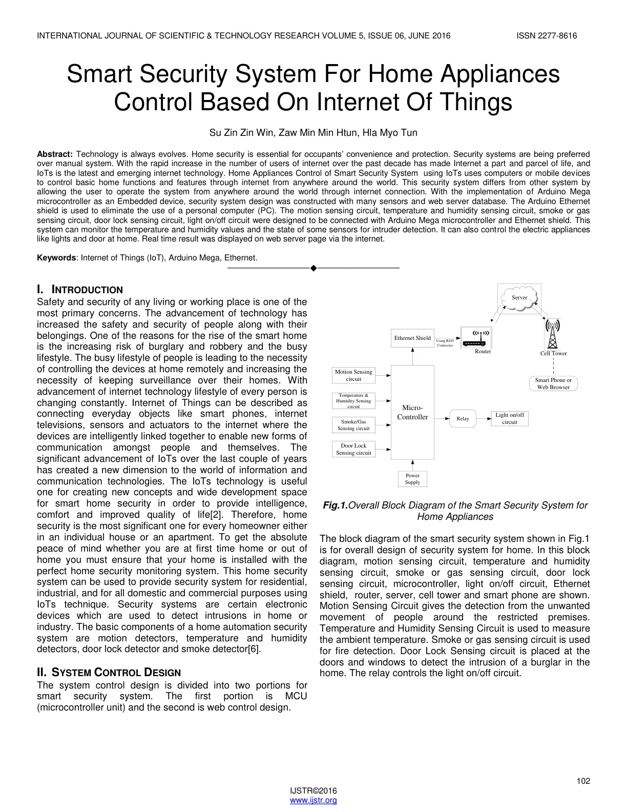 غلاف تقرير Smart Security System For Home Appliances Control Based On Internet Of Things