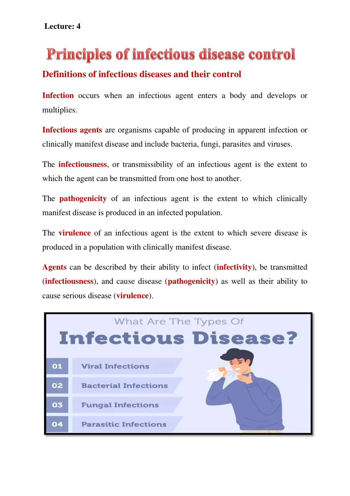 غلاف تقرير Lecture 4: Principles of infectious disease control