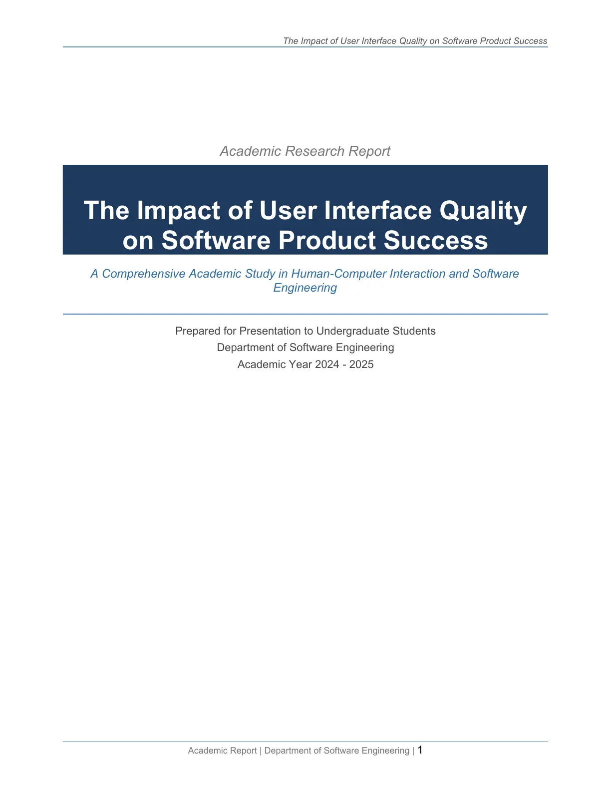 غلاف تقرير The Impact of User Interface Quality on Software Product Success