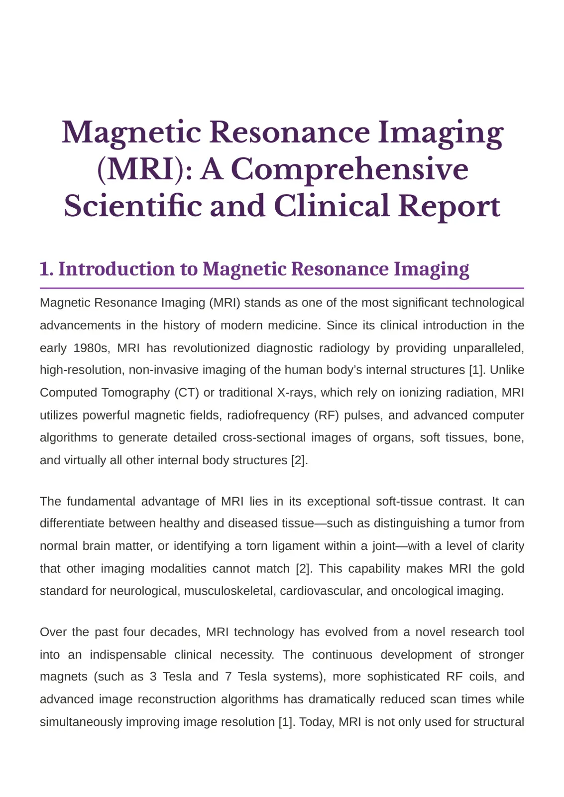 غلاف تقرير Magnetic Resonance Imaging (MRI): A Comprehensive Scientific and Clinical Report