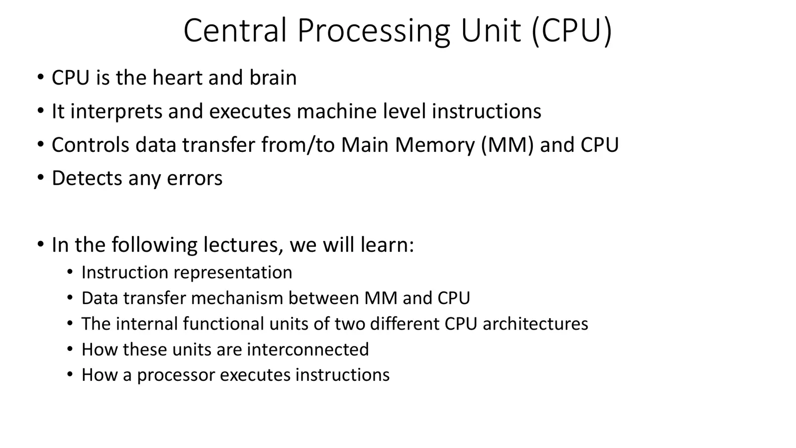غلاف تقرير Central Processing Unit (CPU)