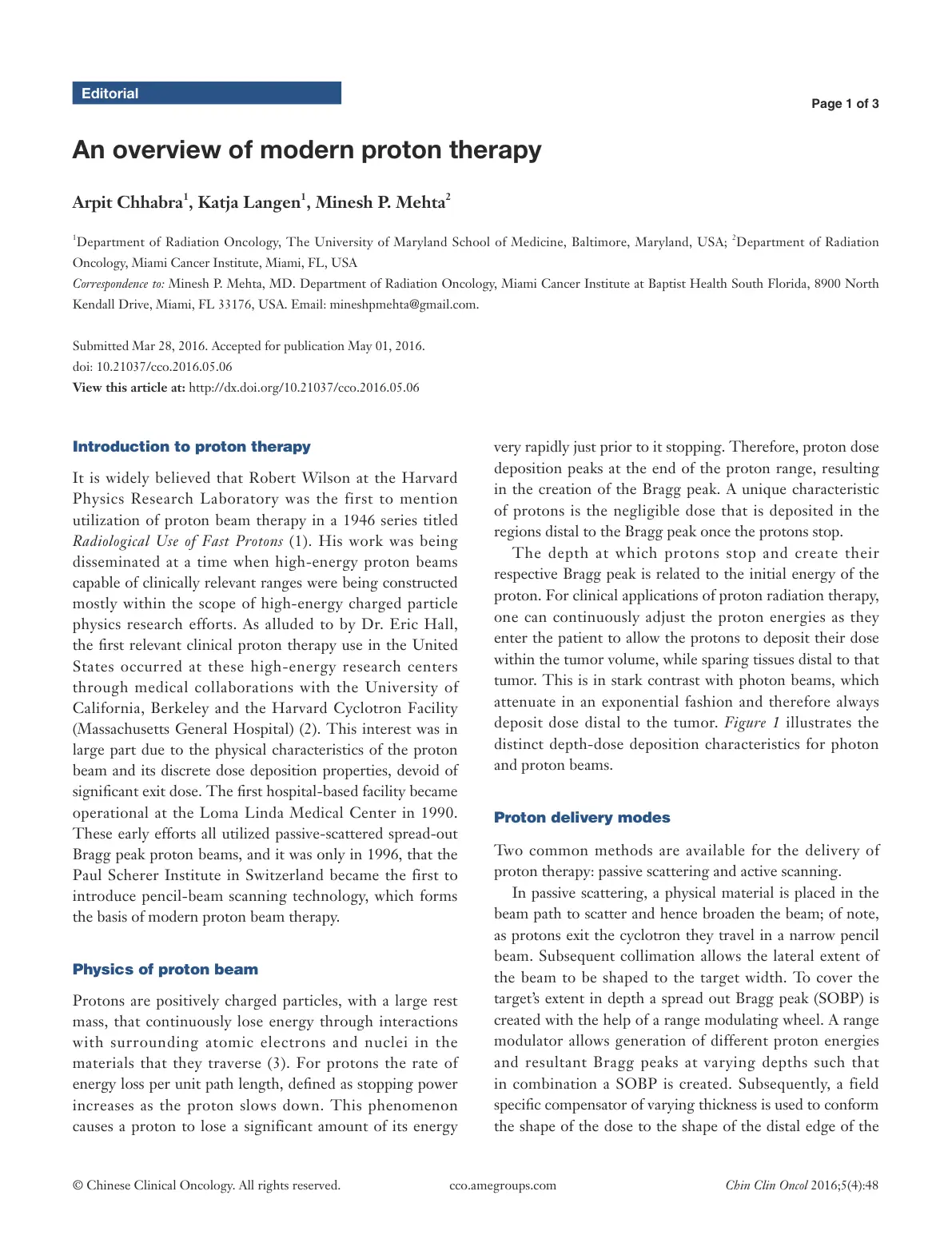 غلاف تقرير An overview of modern proton therapy