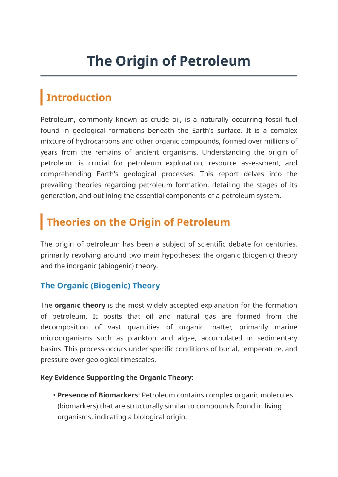 غلاف تقرير The Origin of Petroleum