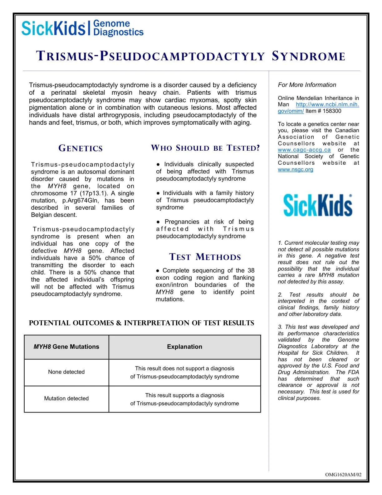 غلاف تقرير TRISMUS-PSEUDOCAMPTODACTYLY SYNDROME