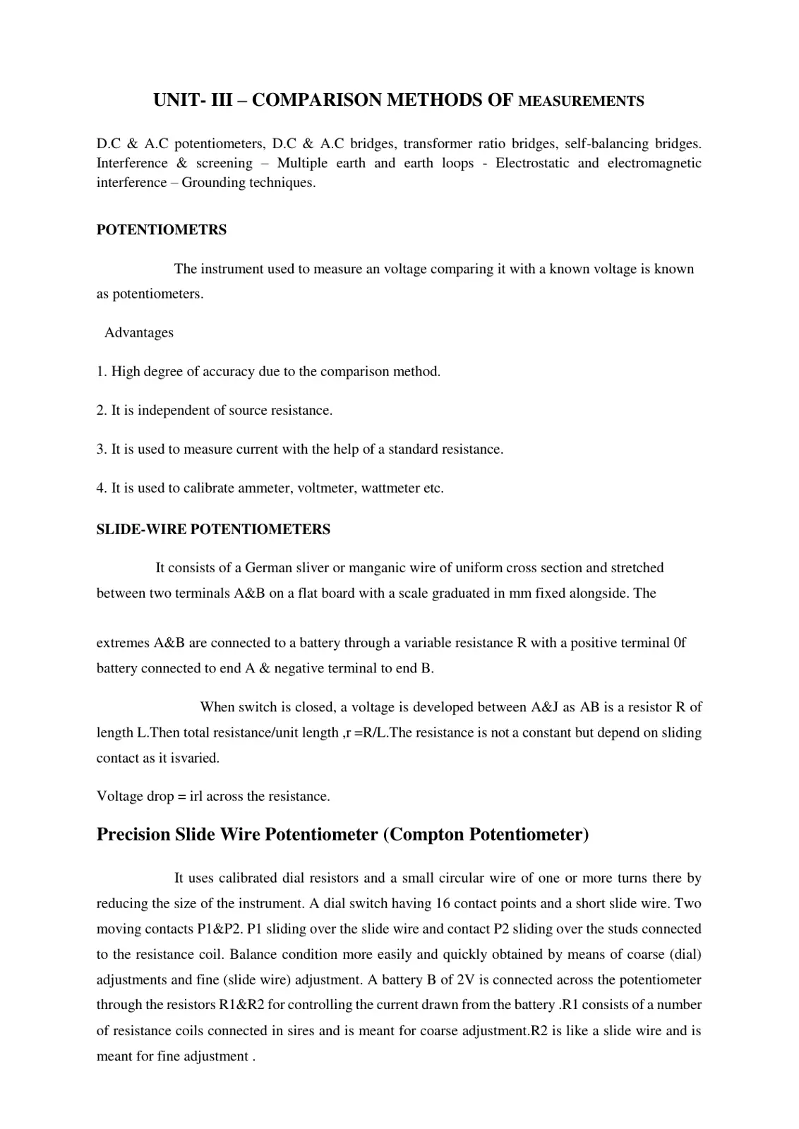 غلاف تقرير Comparison Methods of Measurements