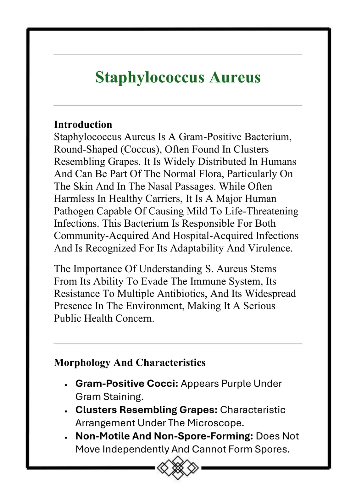 غلاف تقرير Staphylococcus Aureus