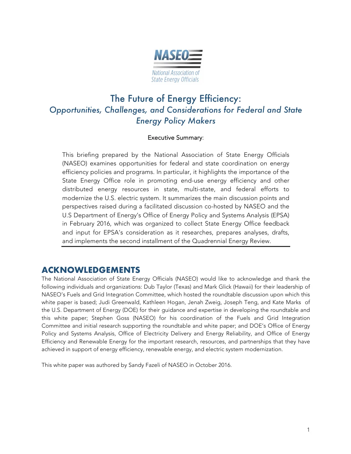 غلاف تقرير The Future of Energy Efficiency: Opportunities, Challenges, and Considerations