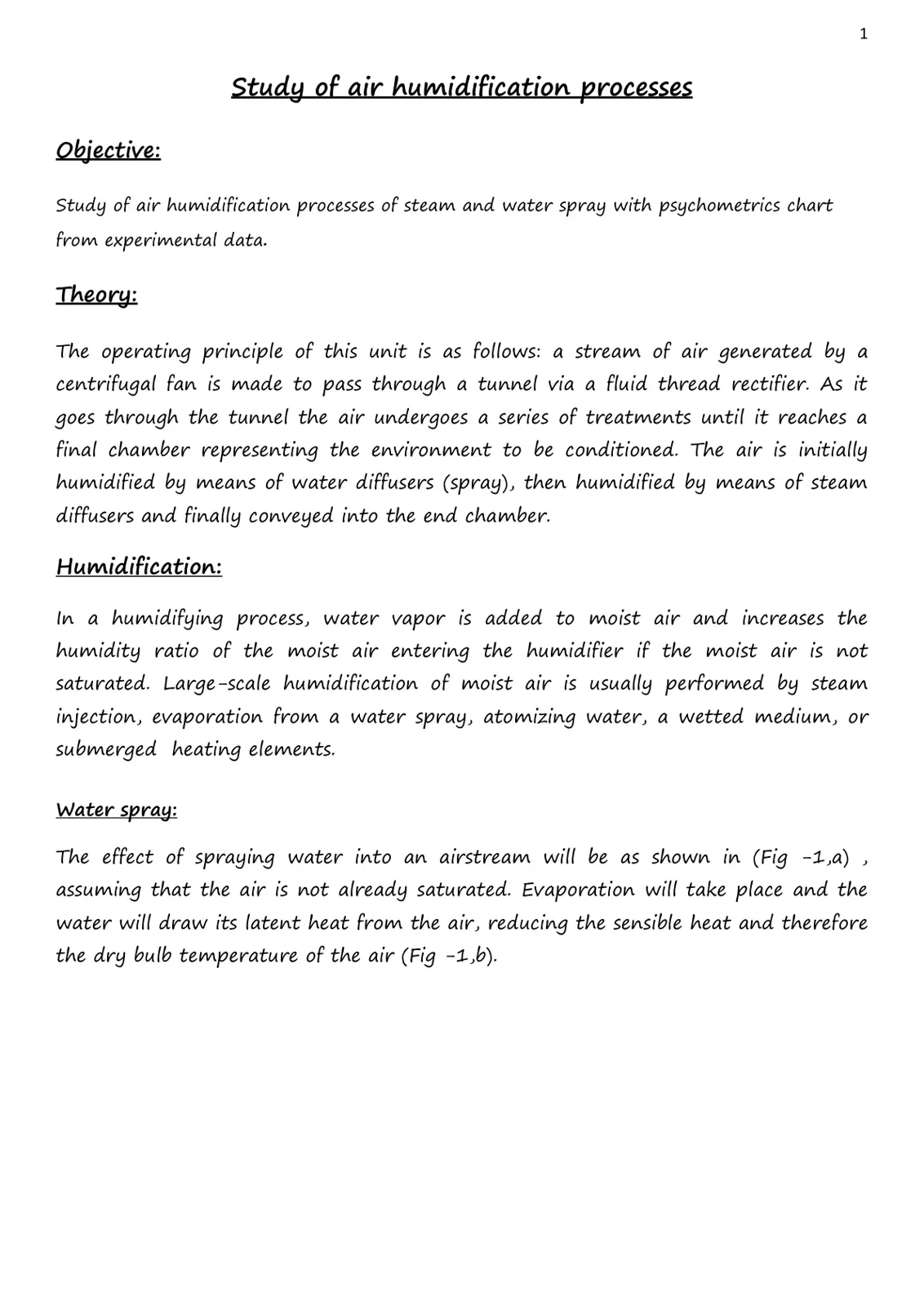 غلاف تقرير Study of Air Humidification Processes