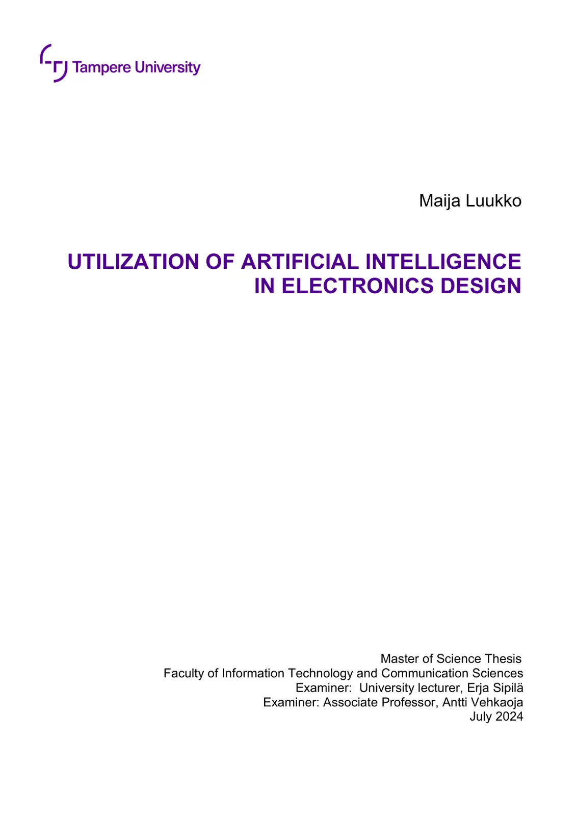 غلاف تقرير Utilization of Artificial Intelligence in Electronics Design