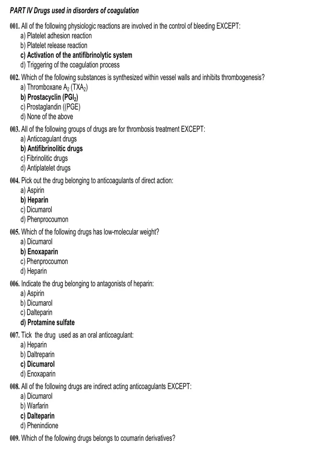 غلاف تقرير PART IV Drugs used in disorders of coagulation