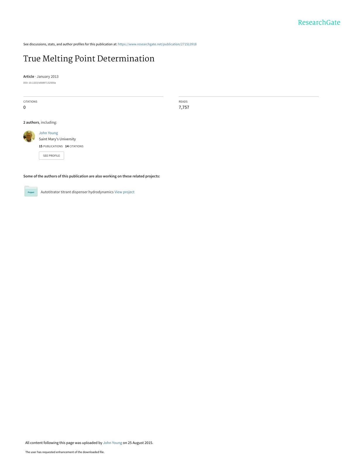 غلاف تقرير True Melting Point Determination