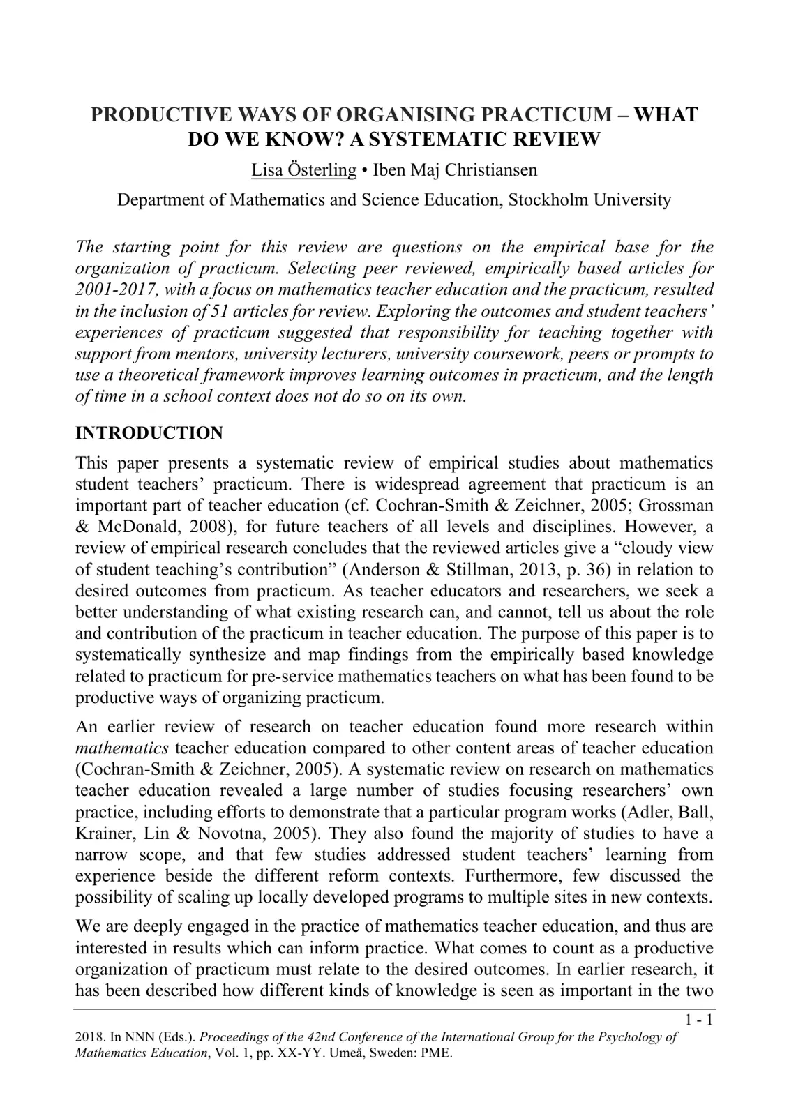 غلاف تقرير Productive Ways of Organising Practicum - What Do We Know? A Systematic Review