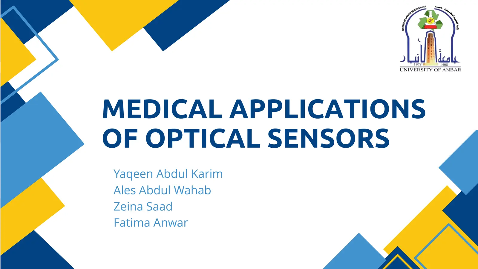 غلاف تقرير Medical Applications of Optical Sensors