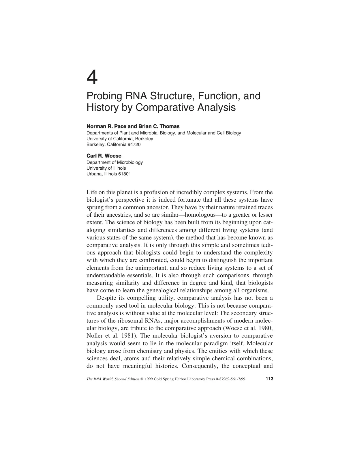 غلاف تقرير Probing RNA Structure, Function, and History by Comparative Analysis