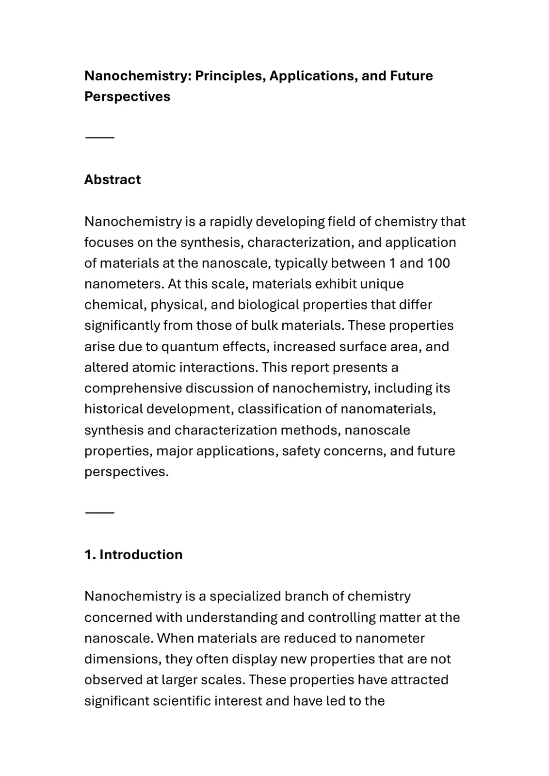 غلاف تقرير Nanochemistry: Principles, Applications, and Future Perspectives