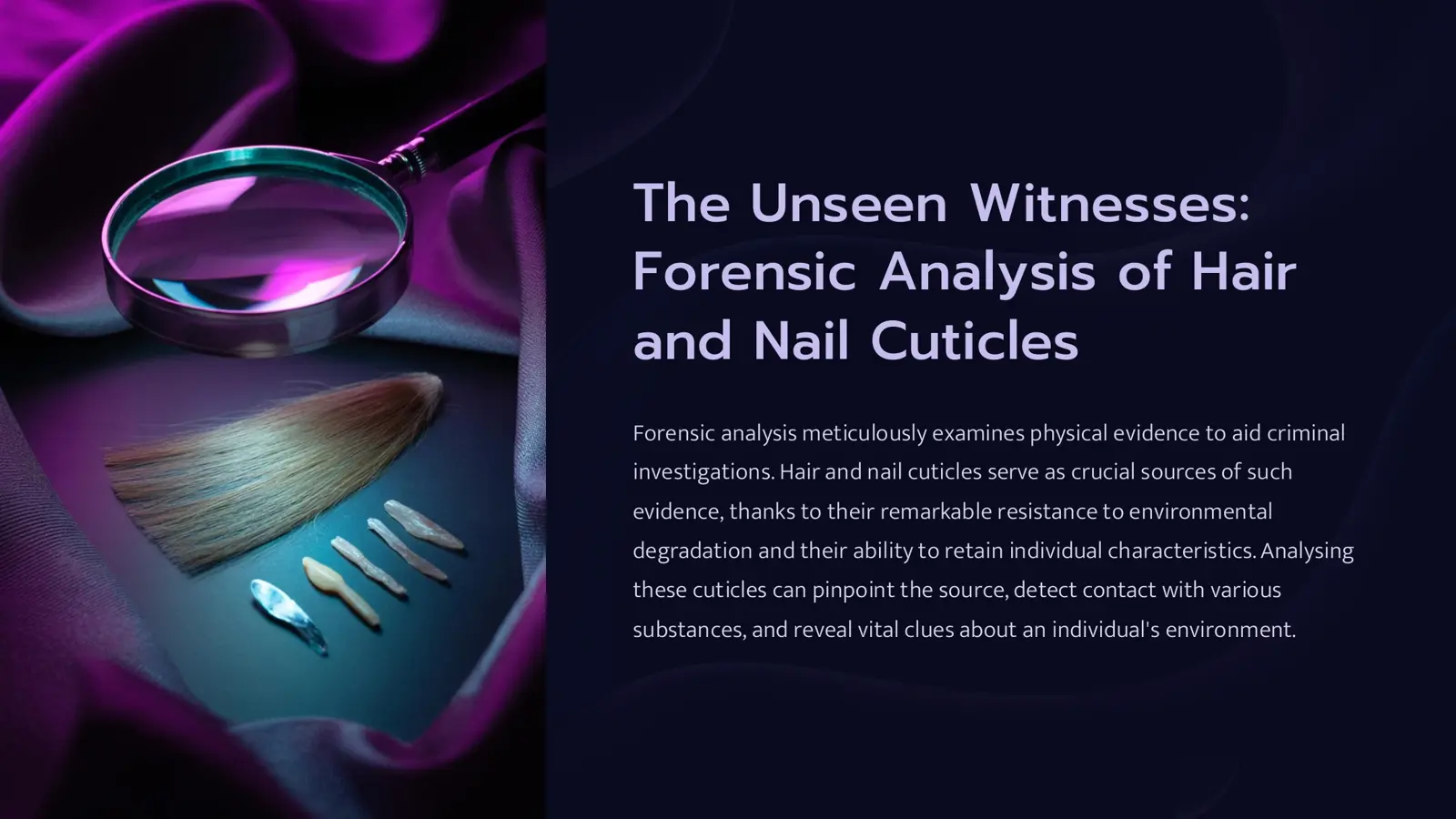 غلاف تقرير The Unseen Witnesses: Forensic Analysis of Hair and Nail Cuticles