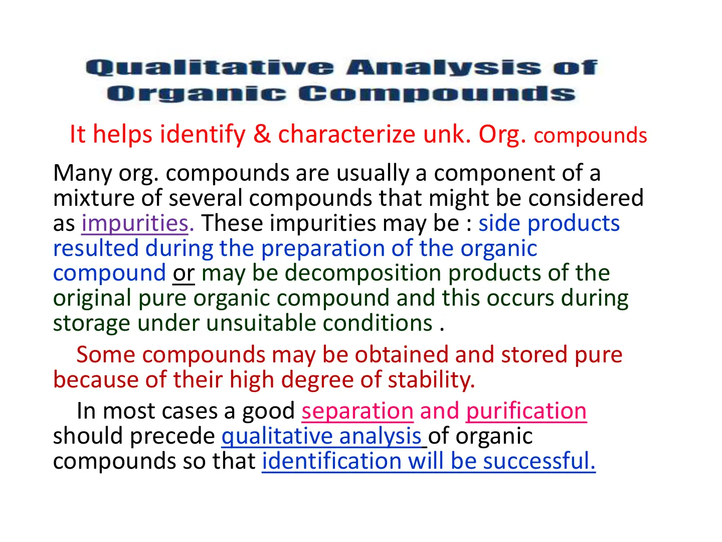 غلاف تقرير Qualitative Analysis of Organic Compounds