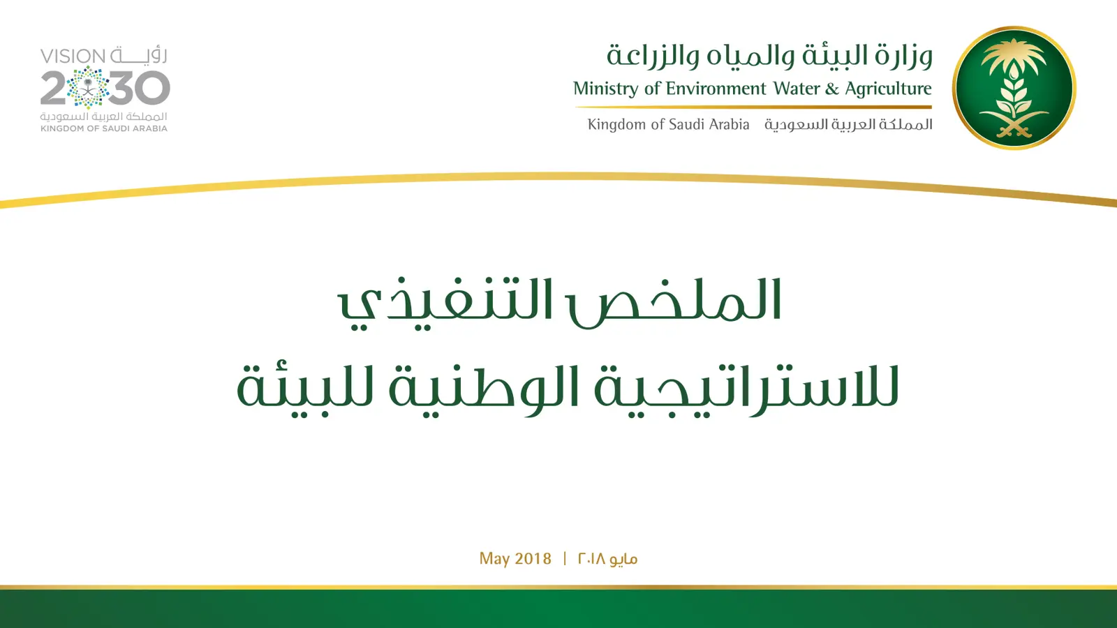 غلاف تقرير الملخص التنفيذي للاستراتيجية الوطنية للبيئة