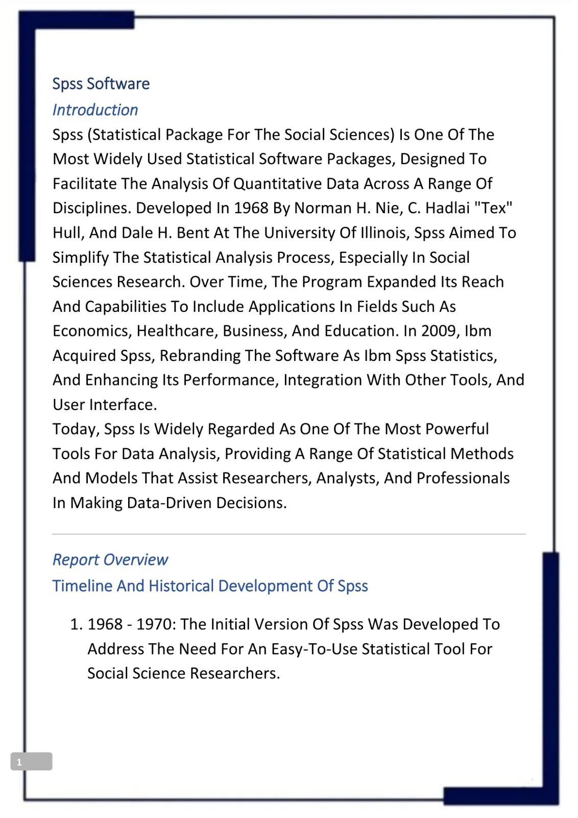 غلاف تقرير Spss Software