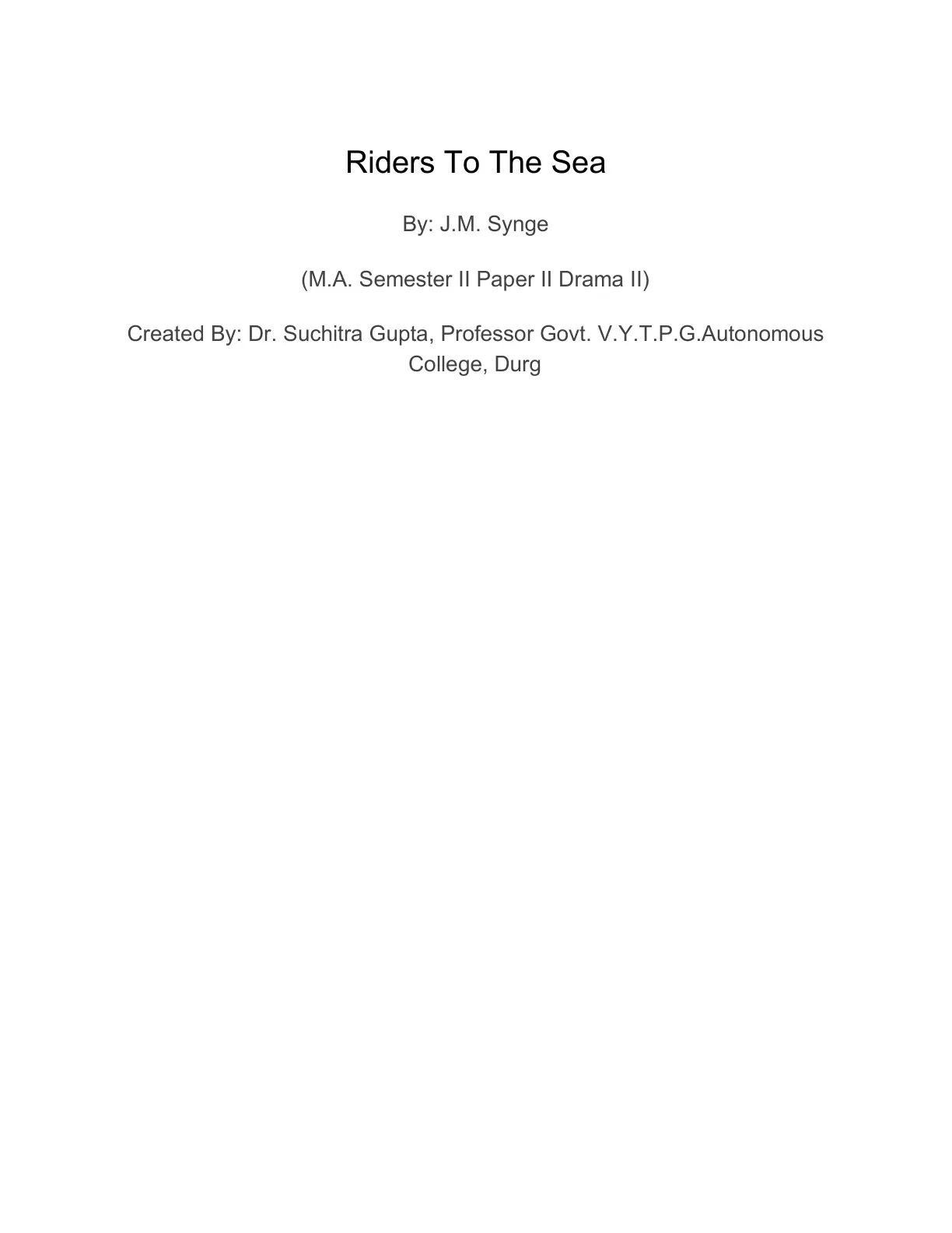 غلاف تقرير Riders To The Sea