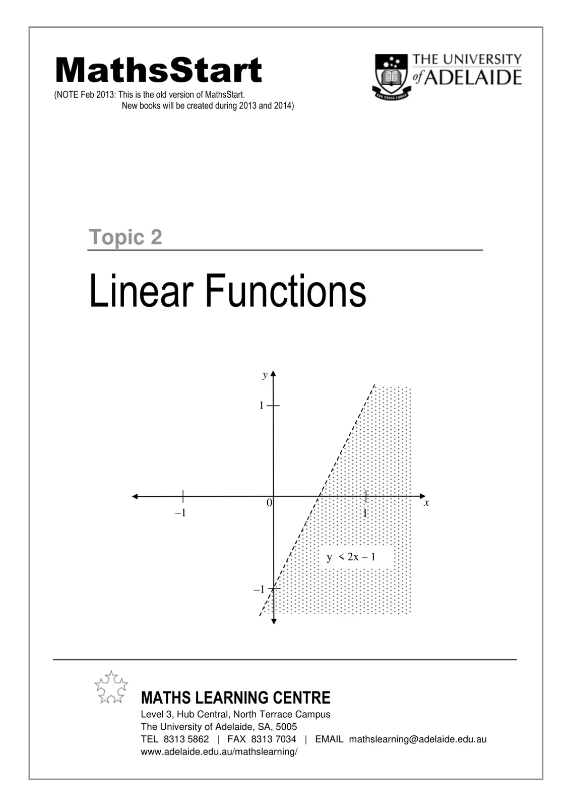 غلاف تقرير MathsStart
Topic 2
Linear Functions