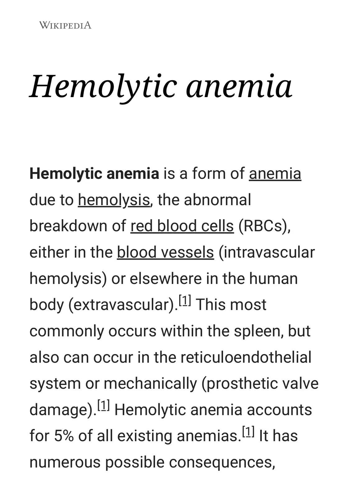 غلاف تقرير Hemolytic anemia