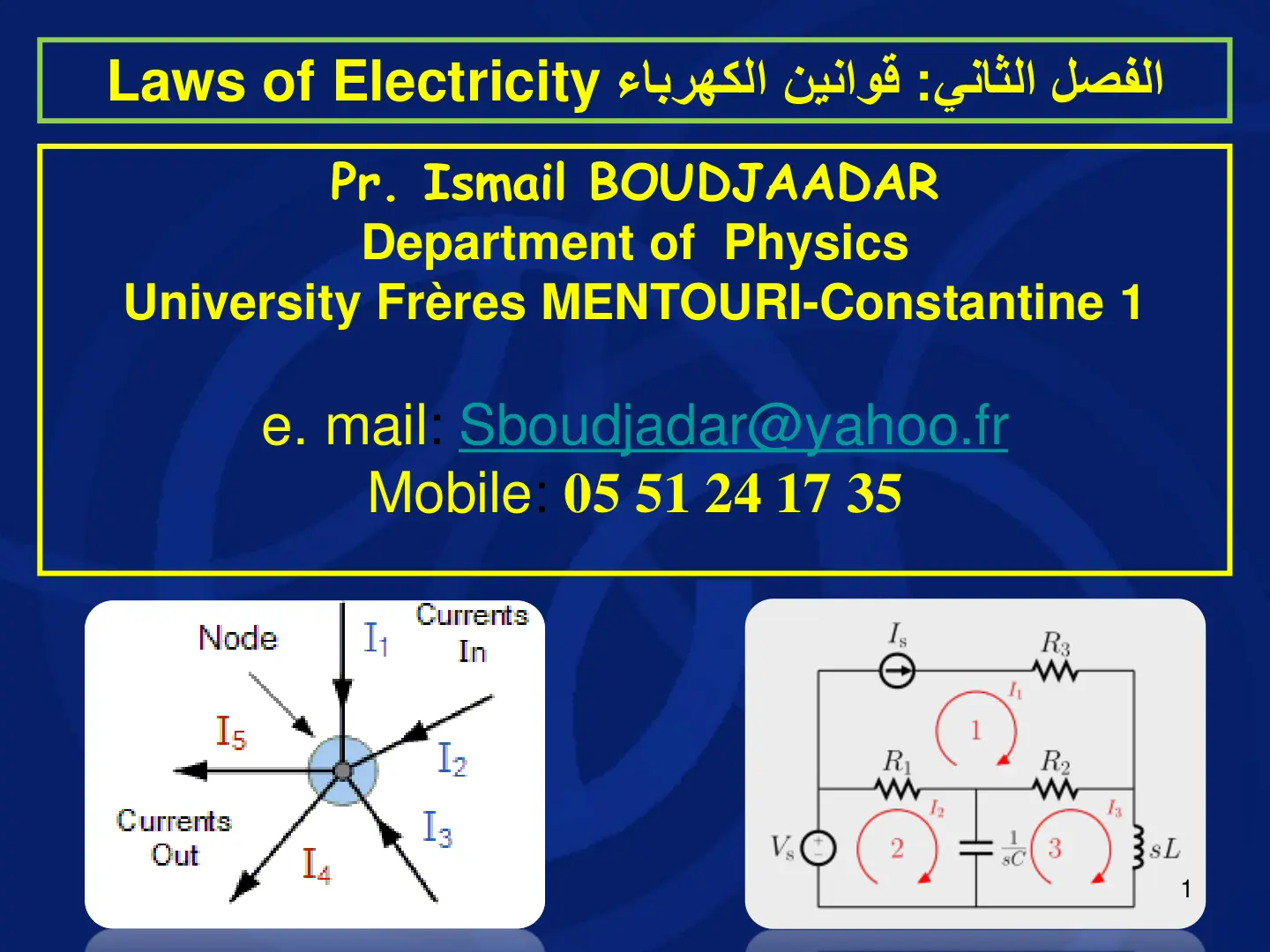 غلاف تقرير الفصل الثاني: قوانين الكهرباء Laws of Electricity
