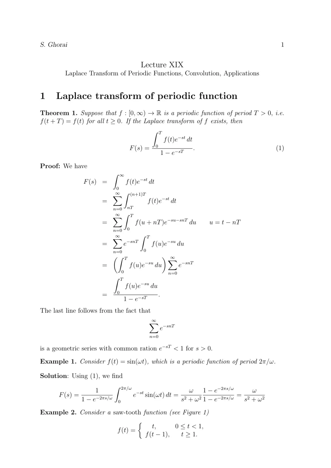 غلاف تقرير Lecture XIX
Laplace Transform of Periodic Functions, Convolution, Applications