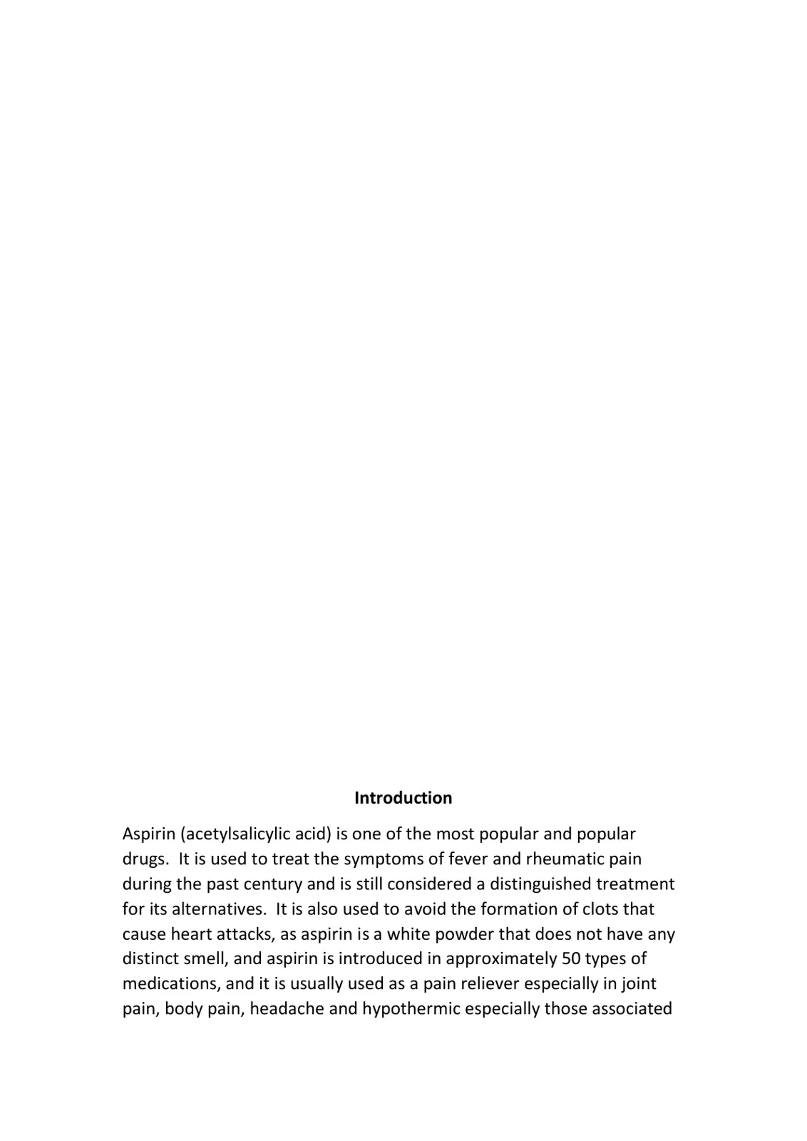 غلاف تقرير Aspirin Introduction