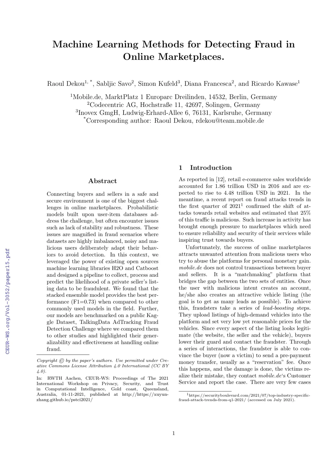 غلاف تقرير Machine Learning Methods for Detecting Fraud in Online Marketplaces