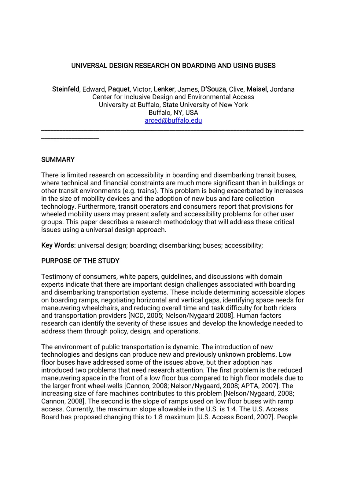 غلاف تقرير Universal Design Research on Boarding and Using Buses
