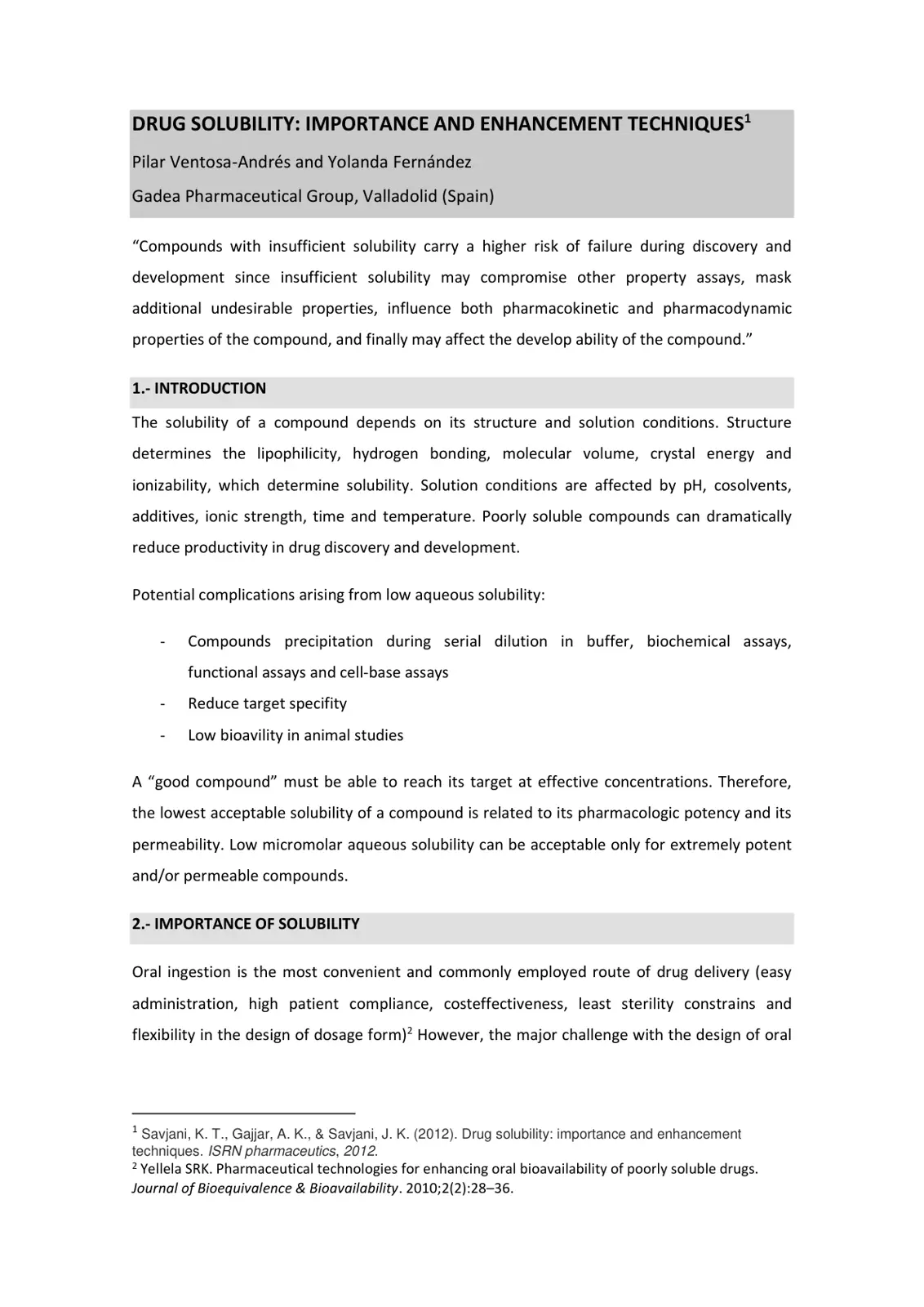 غلاف تقرير DRUG SOLUBILITY: IMPORTANCE AND ENHANCEMENT TECHNIQUES
