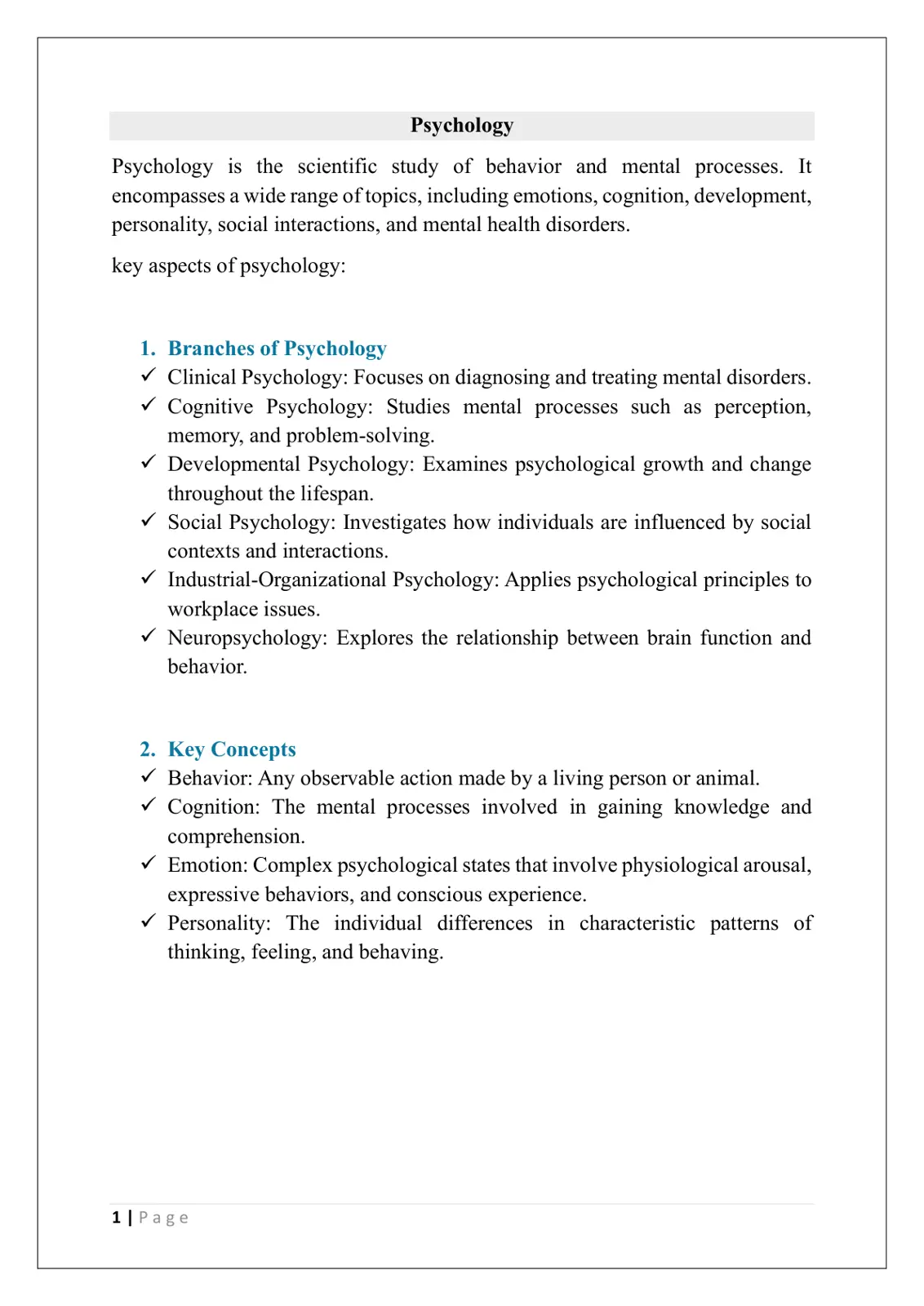 غلاف تقرير Psychology